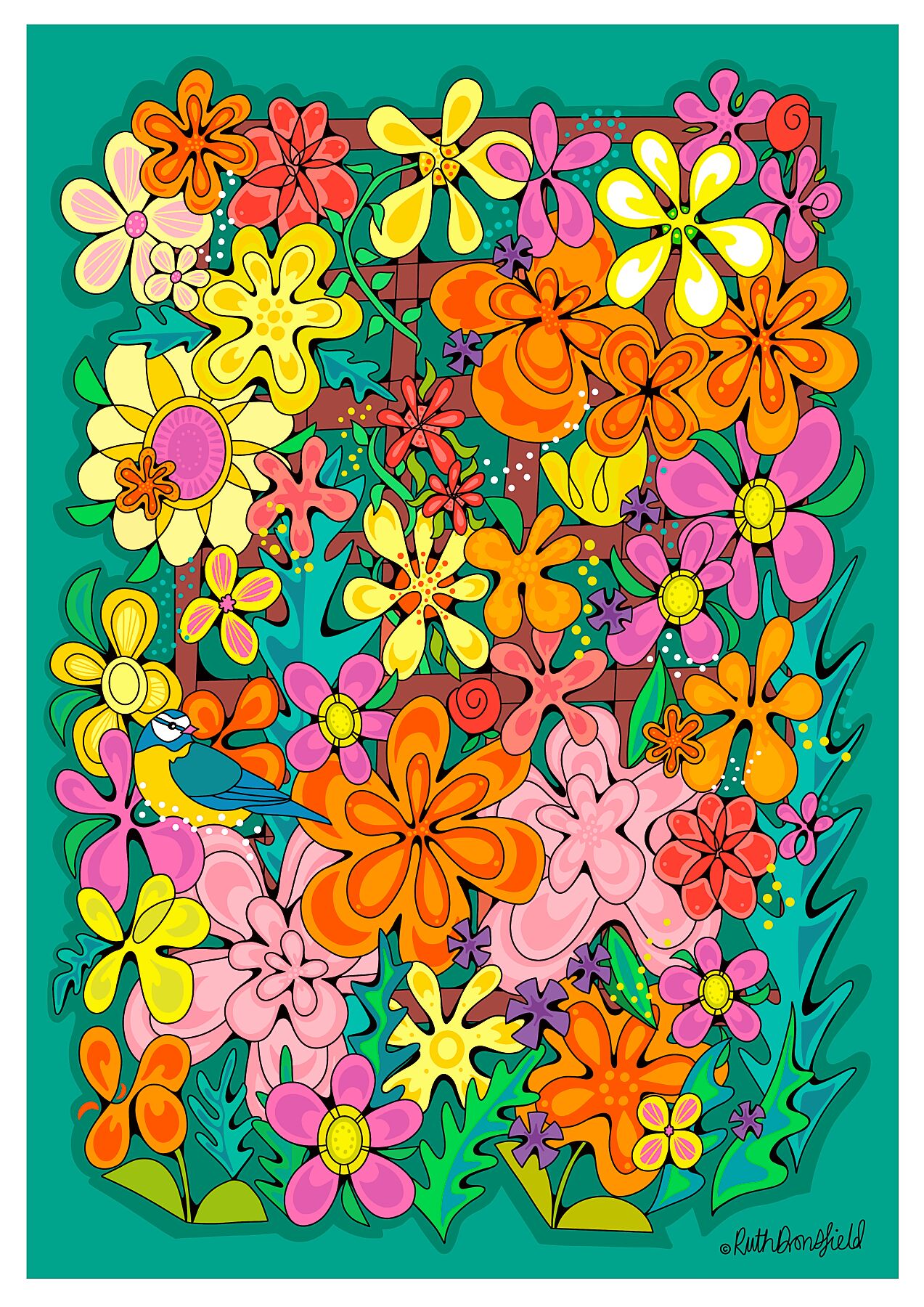 Sunshine Trellis' Floral Art Print by Ruth Dronsfield – Ruth