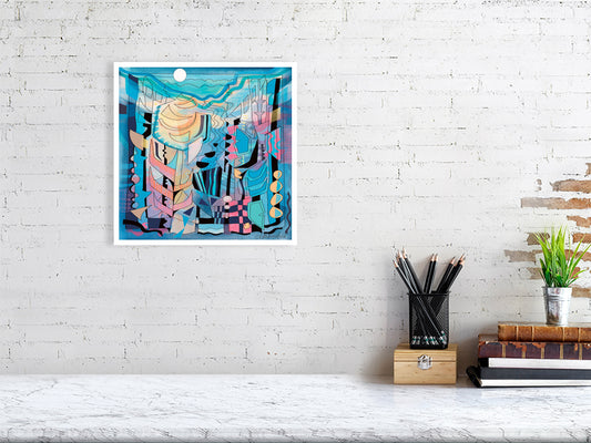 Aglow abstract art print by Ruth Dronsfield – warm luminous tones, giclée fine art print, UK artist