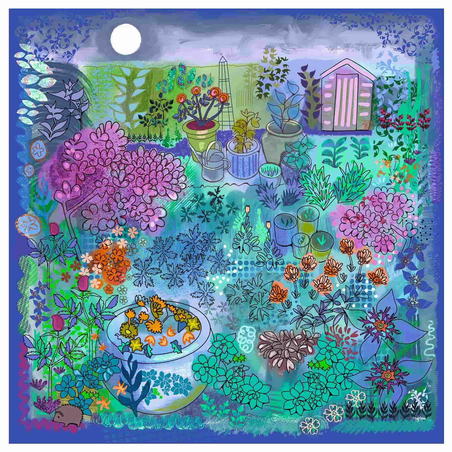 Moonlit Garden/Limited Edition Giclée Art Print by Ruth Dronsfield