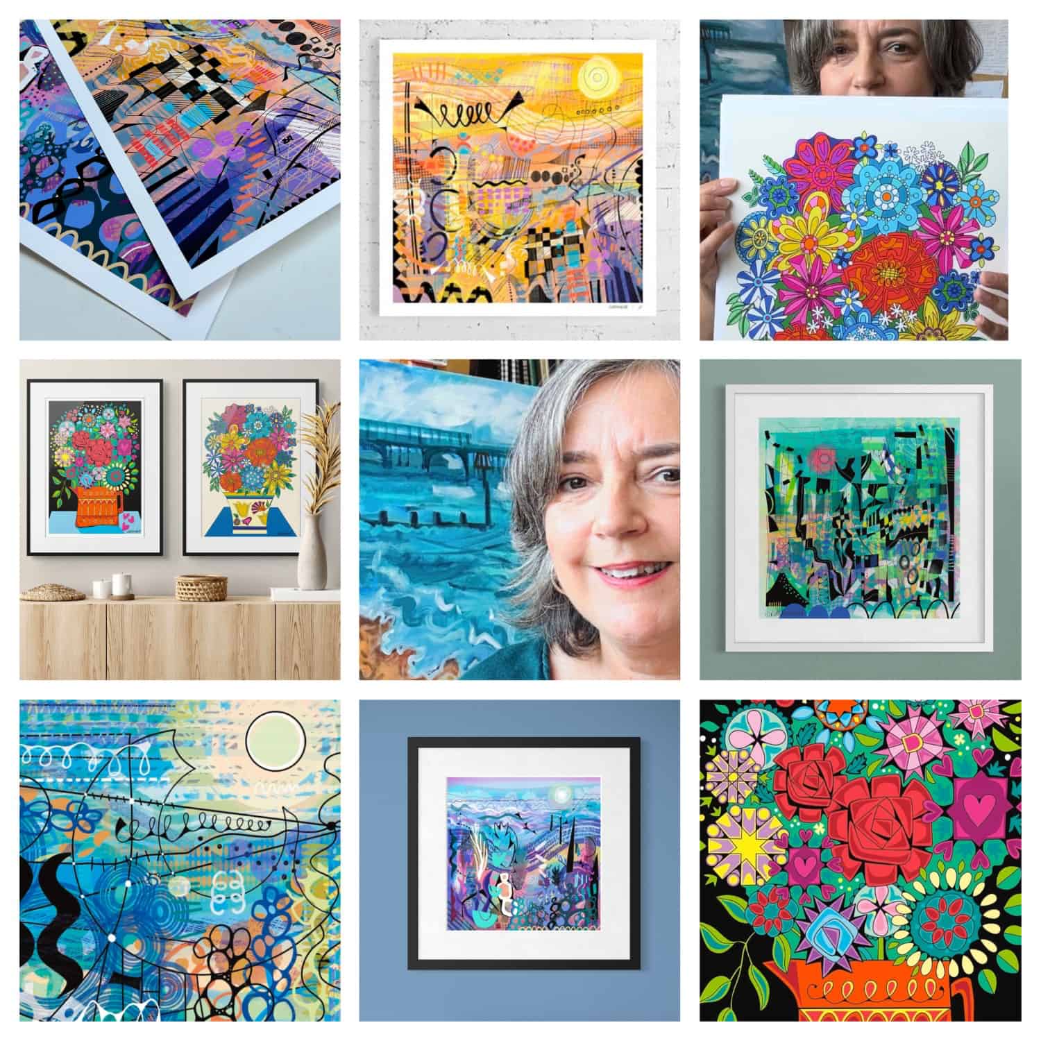 collage of Art works by Uk artist Ruth Dronsfield